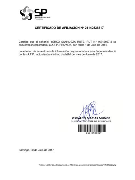 Certificados de afiliación